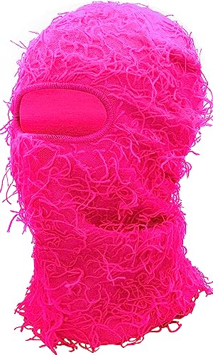 XYIYI Rosa Distressed Balaclava Ski Gesichtsmaske Vollgesicht Gestrickt Balaclava Winter Winddicht Halswärmer für Damen Herren von XYIYI