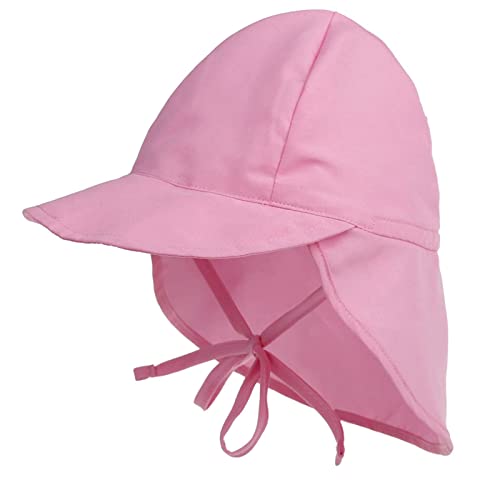 XYIYI Rosa Unisex Baby Kleinkind Sonnenhut Fischerhut Strandhut Sommer Schirmmütze mit Nackenschutz und Bindebändern von XYIYI