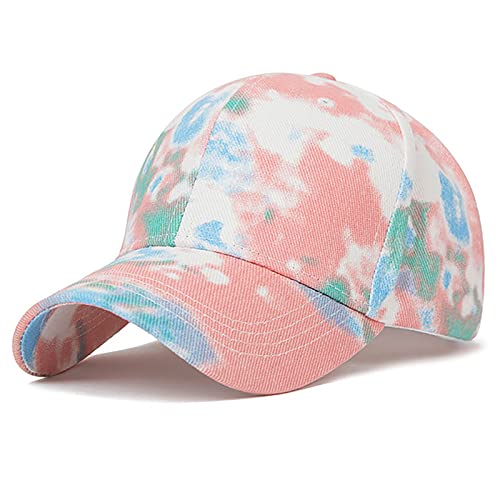 XYIYI Rosa Weiß Tie Dye Classic Baumwolle Baseball Cap Verstellbar Baseballkappe für Damen Herren von XYIYI