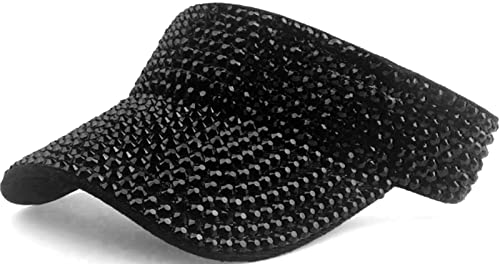 XYIYI Schwarz Bling Strass Sport Sonne Visor Hüte Einstellbare Sommerkappe Visor Caps für Damen Mädchen von XYIYI