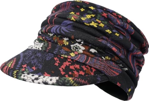 XYIYI Schwarze Blume Damen Krebs Kopfbedeckung Weich Chemo Beanie Baseballmütze von XYIYI