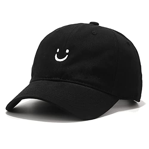 XYIYI Smiley Gesicht Schwarz Classic Baumwolle Baseball Cap Verstellbar Baseballkappe für Damen Herren, Einheitsgröße von XYIYI