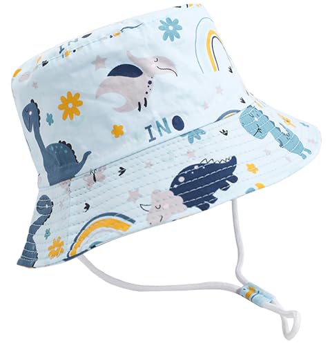 XYIYI Unisex Baby Kleinkind Blauer Regenbogen Dinosaurier Sonnenhut Kinder für 2-4 Jahre Jungen Mädchen mit Breite Krempe von XYIYI