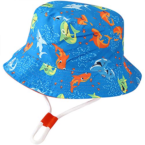 XYIYI Unisex Baby Kleinkind Hai Sonnenhut Kinder für 2-4 Jahre Jungen Mädchen mit Breite Krempe (Hellblauer) von XYIYI
