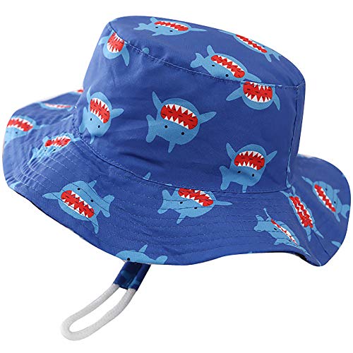 XYIYI Unisex Baby Kleinkind Hai Sonnenhut Kinder für 4-8 Jahre Jungen Mädchen mit Breite Krempe (Blau) von XYIYI