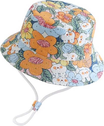 XYIYI Unisex Baby Kleinkind Handgemalte Blumen Sonnenhut Kinder für 4-8 Jahre Jungen Mädchen von XYIYI