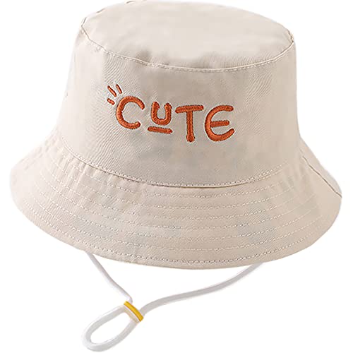 XYIYI Unisex Baby Kleinkind Niedliches Beige Sonnenhut Kinder für 1-2 Jahre Jungen Mädchen mit Breite Krempe,Doppelseitige Abnutzung Reversible von XYIYI