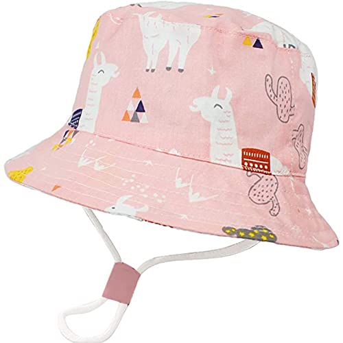 XYIYI Unisex Baby Kleinkind Rosa Alpaka Sonnenhut Kinder für 1-2 Jahre Jungen Mädchen mit Breite Krempe von XYIYI