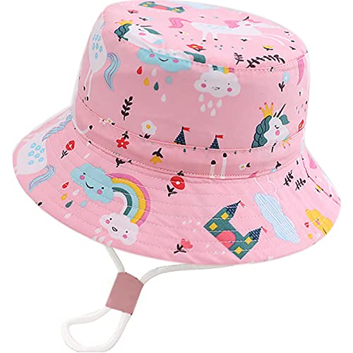 XYIYI Unisex Baby Kleinkind Rosa Einhorn Sonnenhut Kinder für 1-2 Jahre Jungen Mädchen mit Breite Krempe von XYIYI