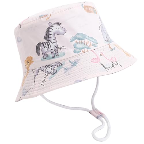 XYIYI Unisex Baby Kleinkind Rosa Flamingo Zebra Sonnenhut Kinder für 2-4 Jahre Jungen Mädchen mit Breite Krempe von XYIYI