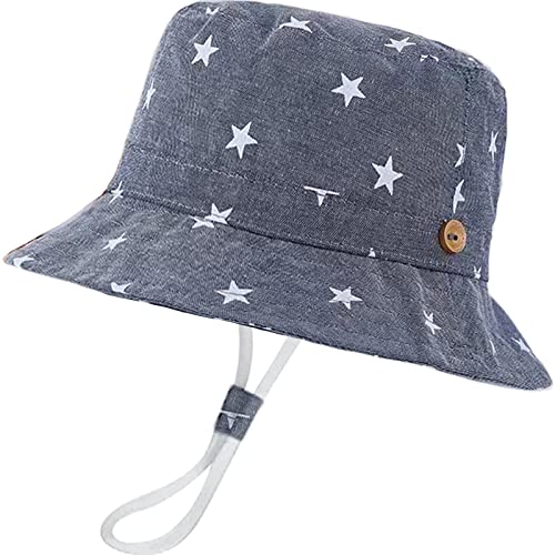 XYIYI Unisex Baby Kleinkind Star Denim Sonnenhut Kinder für 4-8 Jahre Jungen Mädchen mit Breite Krempe von XYIYI