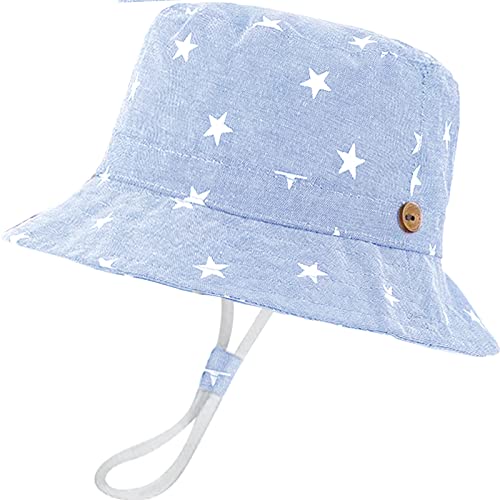 XYIYI Unisex Baby Kleinkind Star Hell Blau Sonnenhut Kinder für 1-2 Jahre Jungen Mädchen mit Breite Krempe von XYIYI