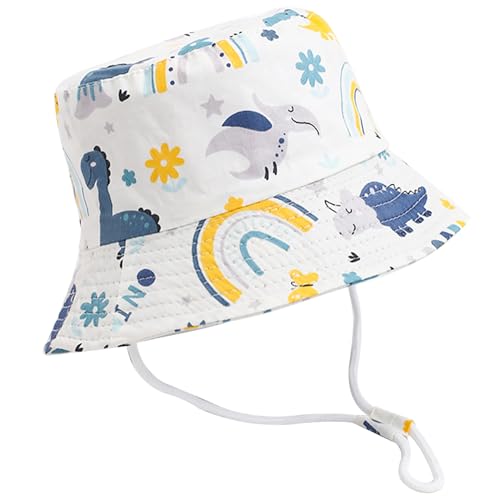 XYIYI Unisex Baby Kleinkind Weißer Regenbogen Dinosaurier Sonnenhut Kinder für 2-4 Jahre Jungen Mädchen mit Breite Krempe von XYIYI