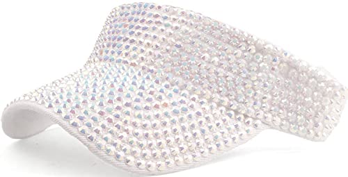 XYIYI Weiß Bling Strass Sport Sonne Visor Hüte Einstellbare Sommerkappe Visor Caps für Damen Mädchen von XYIYI