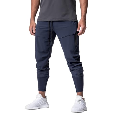 XYKJFIT Herren-Jogginghose, Sporthose, schmale Passform, Laufhose, leichte Trainingshose und Taschen, Marineblau, 36-41 von XYKJFIT