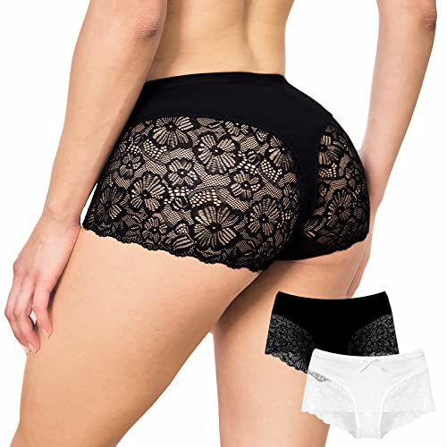 XYKrissas Boxershorts für Damen Unterwäsche mit Spitze No Show Boyshorts für Damen，2 Pack (as3, Alpha, l, Regular, Regular) von XYKrissas