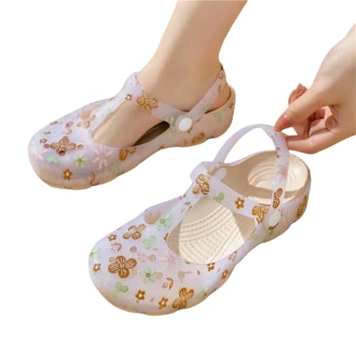 XYNM Hausschuhe Sommer Neue Frauen Sandalen Nicht-Slip Weich-Soled-gelee-Sandalen Täglich Schlupf Clogs Freizeitschuhe Mode Druckstrand von XYNM