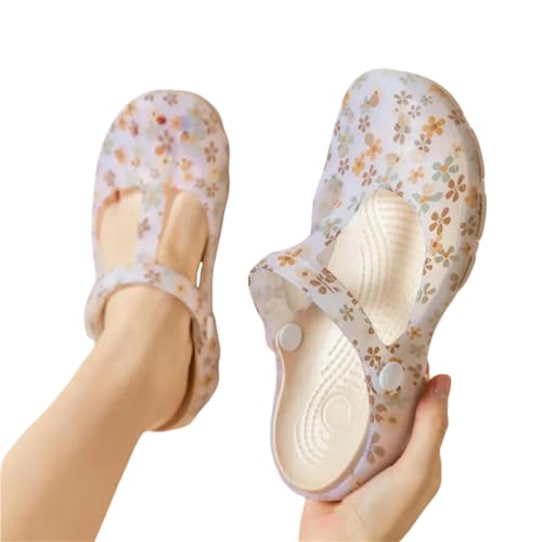 XYNM Hausschuhe Sommer Neue Frauen Sandalen Nicht-Slip Weich-Soled-gelee-Sandalen Täglich Schlupf Clogs Freizeitschuhe Mode Druckstrand von XYNM