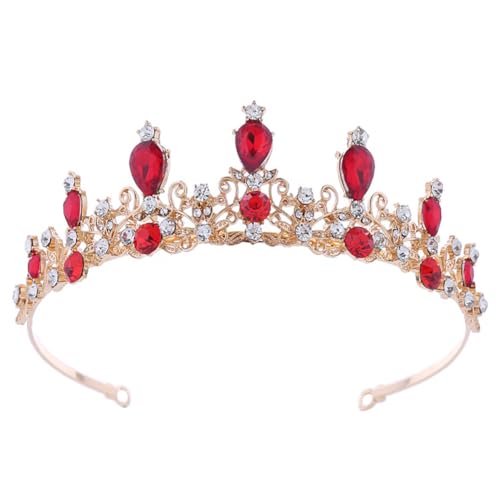Braut Krone Rot Vintage Crown Kristall Prinzessin Krone Tiara für Damen Geburtstag Haar Tanz Hochzeit Kopfbedeckung Haarschmuck für Hochzeiten Geburtstag Halloween Tanzpartys Mädchen Geschenk von XYPNRTMP