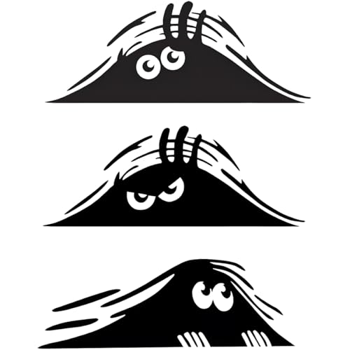 3 Pcs 3D Funny Peeking Monster Cartoon Auto-Aufkleber, Peeking Monster Scary Eyes Autoaufkleber Peeking Elf Autoaufkleber Wasserdichter Autoaufkleber Smile and Anger Autoaufkleber von XYTAHDM