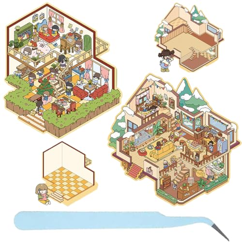 XYTAHDM 2 Sätze DIY 3D Übergröße Hausaufkleber Set Typ A, 3D Sticker Scene, Kreativer Stressabbau Für Kinder, Erwachsene, Sticker Therapy, Kreative Szene Spaß Stacking von XYTAHDM