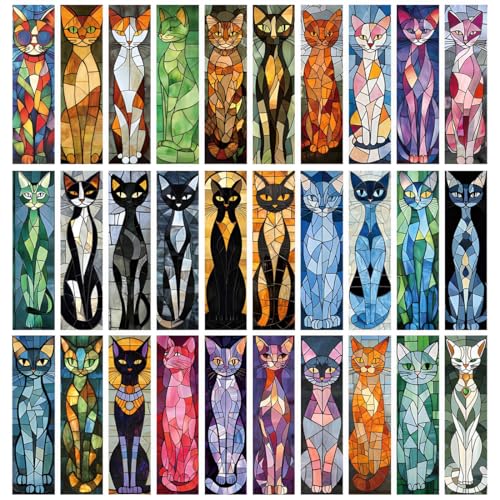 XYTAHDM 30 Stück Lesezeichen Papier,lesezeichen kinder,Lesezeichen mit Katzen- und Hundemustern,schule zubehör,Lesezeichen-Clips,einschulung geschenk(B) von XYTAHDM