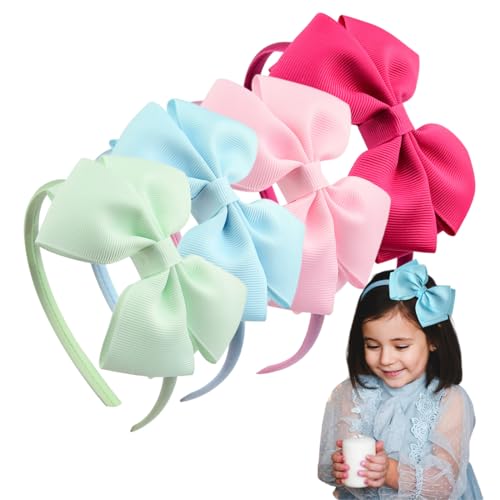 XYTAHDM 4 Stück Haarreife Farbige Schleifen Hoheitsbänder,Haarreifen für Mädchen und Frauen,Niedliche Rutschfeste Stirnbänder aus Kunststoff,Modische Haarschmuck für Alltag und Feiern von XYTAHDM