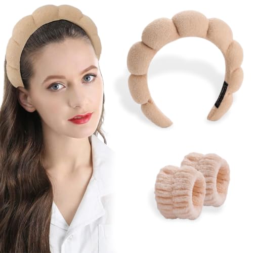 XYTAHDM Ein Set Gesichtswasch-Stirnband-Armband-Set Schwamm Weiches Handtuch Tuch Make-up Hautpflege Rutschfestes Stirnband Damen Make-up Hautpflege von XYTAHDM