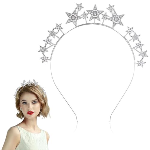 XYTAHDM Silbernes Stern-Haarband für Damen, Vintage-Kristall-Stirnband für Frauen, dünnes Haarband, Einheitsgröße, Strass, Party, funkelndes Stirnband für Mädchen von XYTAHDM