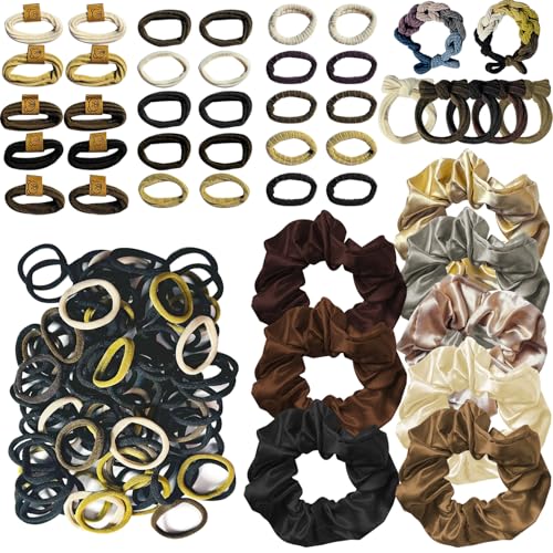 145 Stück Haarbänder, elastische Haargummis, nahtlos, dehnbar, Pferdeschwanz-Halter, Haargummis für Damen und Mädchen 145 Stück Haarbänder, elastische Haargummis, nahtlos, dehnbar, Pferdeschwanz-Halter, Haargummis für Damen und Mädchen von XYUXWLG