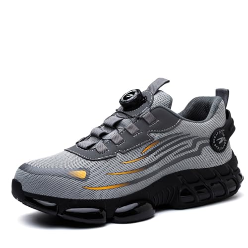 XYWSPSCV Sicherheitsschuhe Herren Damen Leicht Trends Arbeitsschuhe Atmungsaktiv rutschfest Luftkissen Sportlich Stahlkappenschuhe Schutzschuhe Mit Drehknopf von XYWSPSCV