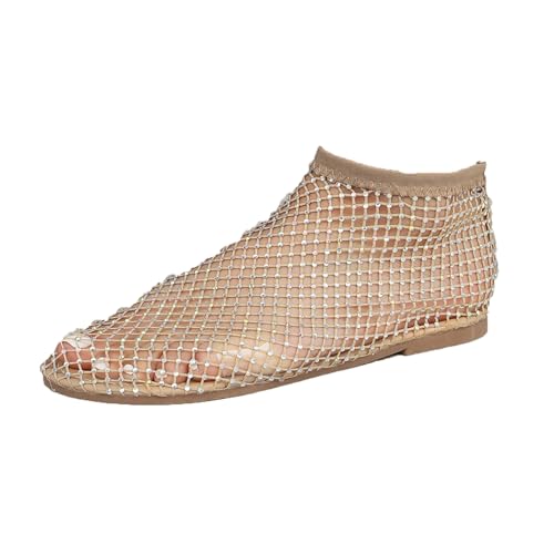 XYWSPSCV Ultra-Bequeme, Glänzende Gem-Mesh-Flats, Lässige, Elastische Slip-On-Mesh-Flat-Schuhe Für Damen, Shiny Gem Mesh-Flats von XYWSPSCV