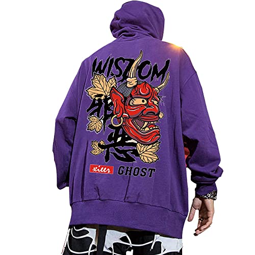 XYXIONGMAO Graphic Hoodies für Herren Japanischer Hoodie Streetwear Oversized Schwarz Weiß Ghost Hip-Hop Good and Evil, Schwarz, M von XYXIONGMAO