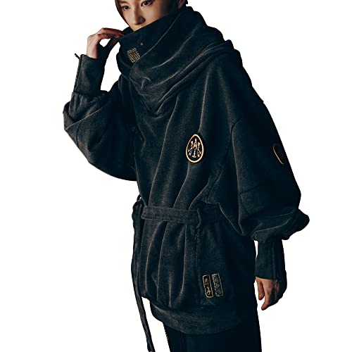 XYXIONGMAO Herren Schwarz Futuristische Techwear Cyberpunk Streetwear Hoodies Japanische Hip Hop Kanji Designer Baggy Hoodie, Schwarz, Small von XYXIONGMAO