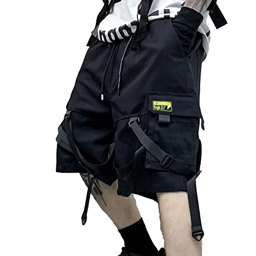 XYXIONGMAO Hip Hop Overalls Herren Cargo Tactical Shorts Slacks Pants Athleisure Jogger Techwear Streetwear Sweatpants, schwarz, Klein von XYXIONGMAO