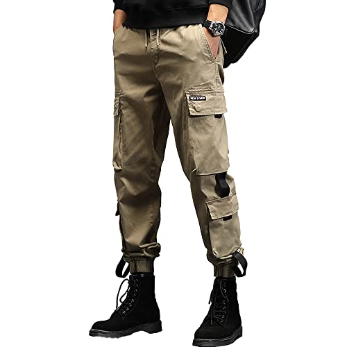 XYXIONGMAO Multifunktionale Overalls mit mehreren Taschen, l?ssige Hose, Harem, Hip Hop, Streetwear, Techwear, Cargohose f?r Herren, Khaki, XL von XYXIONGMAO