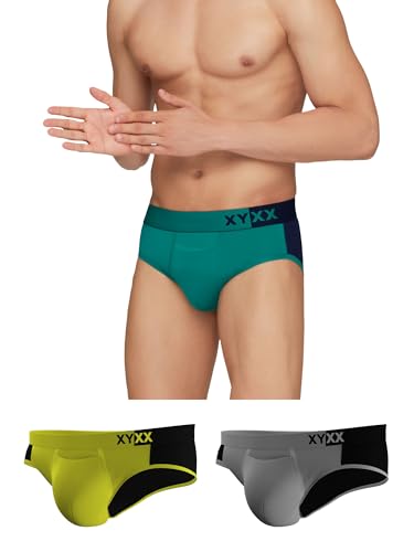 XY XX Herren Dualist Micromodal Regular Fit Colorblock Antimikrobieller Slip ohne Abdrücke am Bund (3er-Pack) von XY XX