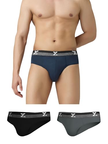 XYXX Herren-Slip aus gekämmter Baumwolle, entspannte Passform, einfarbig, 3er-Pack (groß – Mitternachtsblau) von XY XX