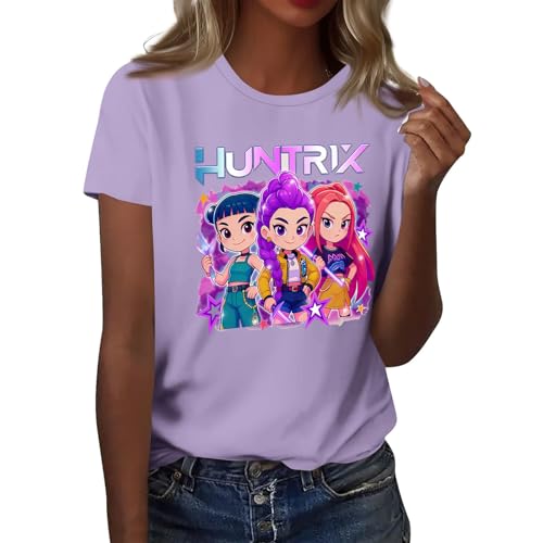 Kpop Demon Hunters T-Shirt für Männer und Frauen Huntrix/X Kpop Demon Hunters Rumi Mira Zoey Jinu Shirts Unisex Kurzarm Tshirt mit Rundhalsausschnitt lässiges Film Top Hip Hop Sommershirt von XYYYHTL
