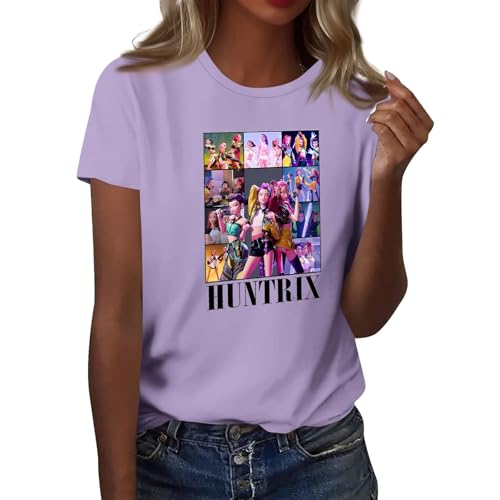 Kpop Demon Hunters T-Shirt für Männer und Frauen Huntrix/X Kpop Demon Hunters Rumi Mira Zoey Jinu Shirts Unisex Kurzarm Tshirt mit Rundhalsausschnitt lässiges Film Top Hip Hop Sommershirt von XYYYHTL