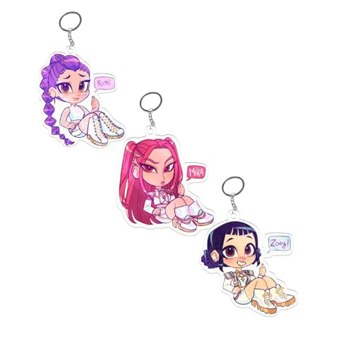 XYYYHTL Huntrix Schlüsselanhänger Huntrx/X Anime Figur Souvenir Schlüsselringe Jungen und Mädchen Rucksack Anhänger Pop Figuren aus Acrylic Geschenk Zubehör von XYYYHTL