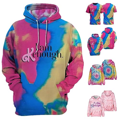 XYYYHTL I am Kenough Hoodie 2023 Kapuzenpullover Sweatshirt Casual Oberteil 3D Druck Tie Dye Langarm Pullover für Männer Frauen Streetwear Kapuze Herbst Winter Warm Oberteil Streetwear von XYYYHTL