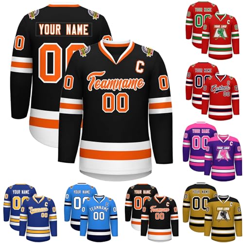 XYYYHTL Kinders Eishockey Trikot Personalisierbar Bedruckt LangäRmelig Hockey Trikot Bekleidung für Ice Hockey Fans Herren Damen Jugendliche von XYYYHTL