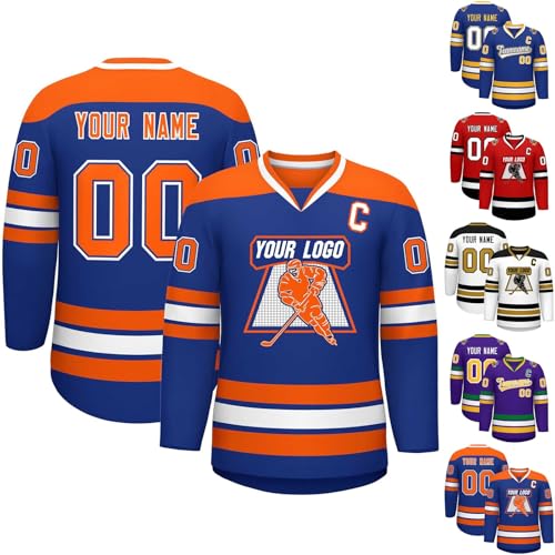 XYYYHTL Kinders Eishockey Trikot Personalisierbar Bedruckt LangäRmelig Hockey Trikot Bekleidung für Ice Hockey Fans Herren Damen Jugendliche von XYYYHTL