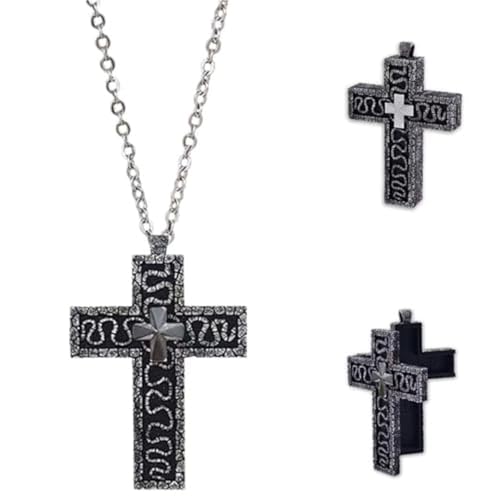 XYYYHTL Thanos 230 Halskette mit Spielkreuz und Geheimfach antikes Kreuz-Charakter zehnförmige Anhänger-Halsketten 3D-Metall-Design Charm-Hals handgefertigter Schmuck Mode-Accessoire von XYYYHTL