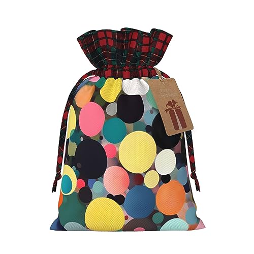 Jutebeutel mit Kordelzug und kariertem Stoff und Kraftpapieranhänger, leichte und langlebige Tasche von XZDAL