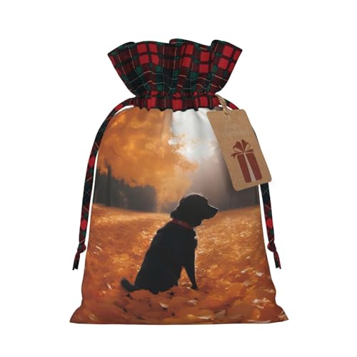 Jutebeutel mit Kordelzug und kariertem Stoff und Kraftpapieranhänger, leichte und langlebige Tasche von XZDAL