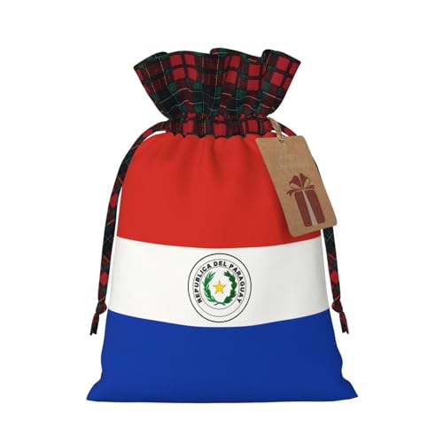 Jutebeutel mit Kordelzug und kariertem Stoff und Kraftpapieranhänger, leichte und langlebige Tasche von XZDAL