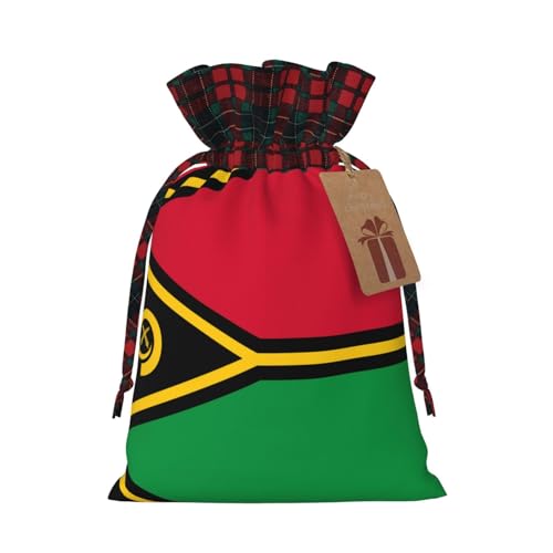 Vanuatu Jutebeutel mit Kordelzug und kariertem Stoff und Kraftpapieranhänger, leichte und langlebige Tasche von XZDAL