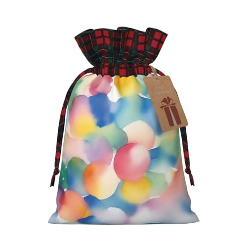 Watercolor Dream Jutebeutel mit Kordelzug und kariertem Stoff und Kraftpapieranhänger, leichte und langlebige Tasche von XZDAL